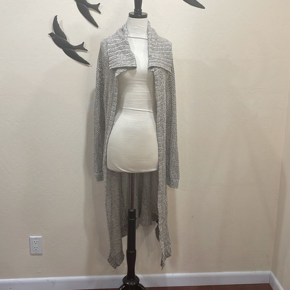 Peruvian Connection Pima Cotton Open Front Long Sleeve Knit Duster Cardigan - L